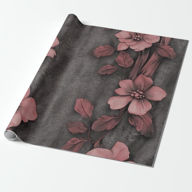 Rustic Blush Floral Linen Pattern (8) Wrapping Paper (Unrolled)