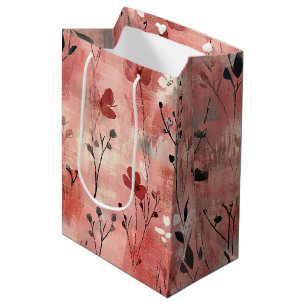 Rustic Blush Floral Linen Pattern (9) Medium Gift Bag