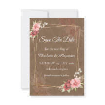 Rustic Blush Floral Save The Date Card