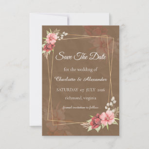 Rustic Blush Floral Save The Date Card
