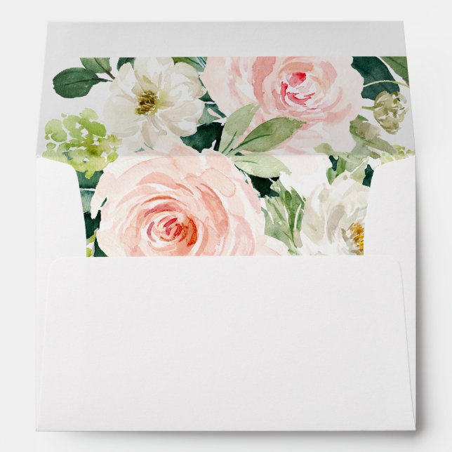 Rustic Blush Floral Wedding Address Envelope (Back (Bottom))