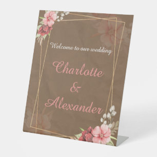 Rustic Blush Floral Wedding Welcome Sign