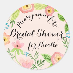 Rustic Blush Granny Chic Hipster Floral Bridal Classic Round Sticker