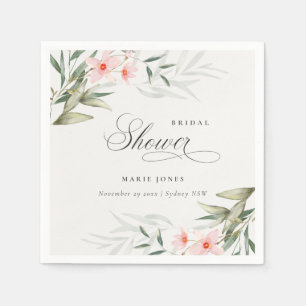Rustic Blush Greenery Floral Bunch Bridal Shower Napkin
