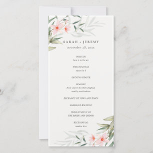 Rustic Blush Greenery Floral Wedding Program Thank You Card