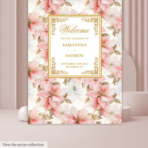 Rustic blush ivory watercolor wedding backdrop tapestry