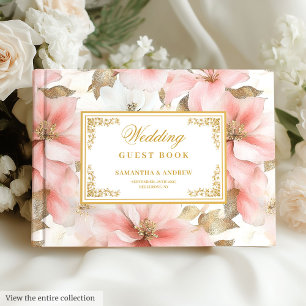 Rustic blush ivory watercolor wedding guest book