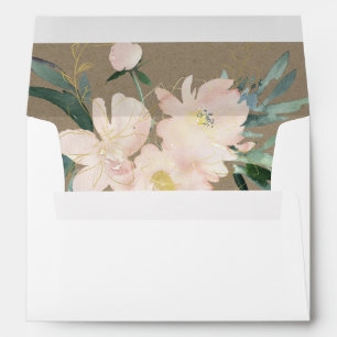 RUSTIC BLUSH KRAFT WREATH FLORA WATERCOLOR ADDRESS ENVELOPE