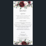 Rustic Blush Pink Burgundy Floral Wedding Menu<br><div class="desc">Designed to co-ordinate with our Rustic Blush wedding collection, this elegant wedding menu features a beautiful watercolor burgundy, blush pink peonies, roses stocks and greenery arrangement. Personalise it with your wedding details easily and quickly, simply press the customise it button to further re-arrange and format the style and placement of...</div>