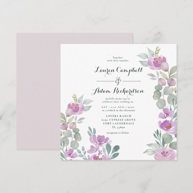 Rustic Blush Pink Eucalyptus Greenery Wedding Invi (Front/Back)
