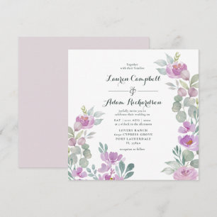 Rustic Blush Pink Eucalyptus Greenery Wedding Invi