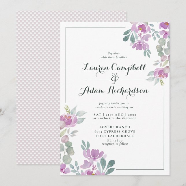 Rustic Blush Pink Eucalyptus Greenery Wedding Invi Invitation (Front/Back)