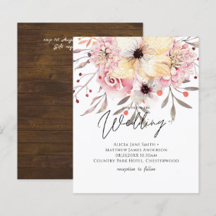 Rustic Blush Pink Floral Sage Budget Wedding Inv