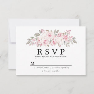 Rustic Blush Pink Floral Wedding RSVP Card