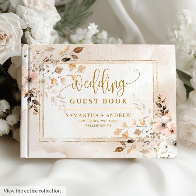 Rustic Blush Pink Gold Frame Autumn Wedding Book (Rustic Blush Pink Gold Frame Autumn Wedding Book)