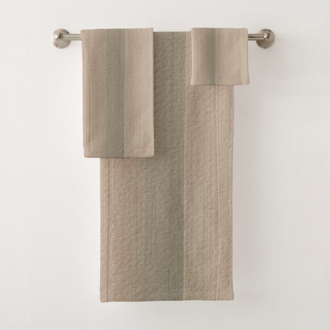 Rustic Blush Pink Gray Mauve Abstract Stripe Bath Towel Set (Insitu)