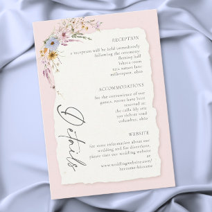 Rustic Blush Pink Romantic Wildflower Wedding Enclosure Card