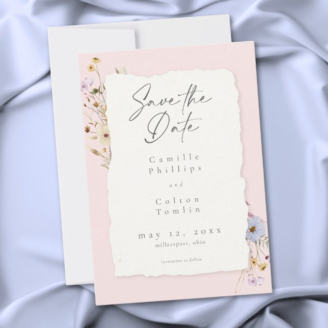 Rustic Blush Pink Romantic Wildflower Wedding Save The Date (Rustic Blush Pink Romantic Wildflower Wedding Save The Date)