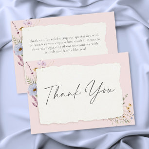 Rustic Blush Pink Romantic Wildflower Wedding Thank You Card