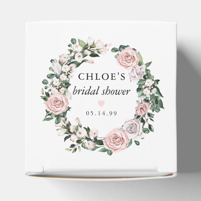 Rustic Blush Pink Rose Floral Bridal Shower Favour Box (Top)