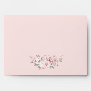 Rustic Blush Pink Rose Floral Wedding Envelope