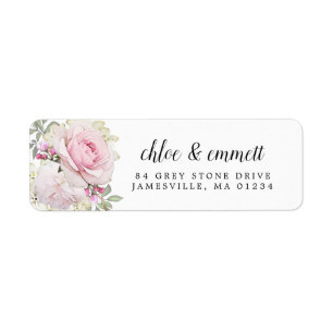 Rustic Blush Pink Rose Return Address Label