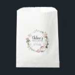 Rustic Blush Pink Roses Floral Bridal Shower Favour Bags<br><div class="desc">Chic and elegant bridal shower favour bags. A floral wreath surrounds the bride's name, and the date. Blush pink roses and dark green leaves. A small pink heart is placed in the centre of the favour bag. This bridal shower favour bag is part of the Summer Romance collection. It has...</div>