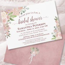 Rustic Blush Pink Watercolor Floral Bridal Shower