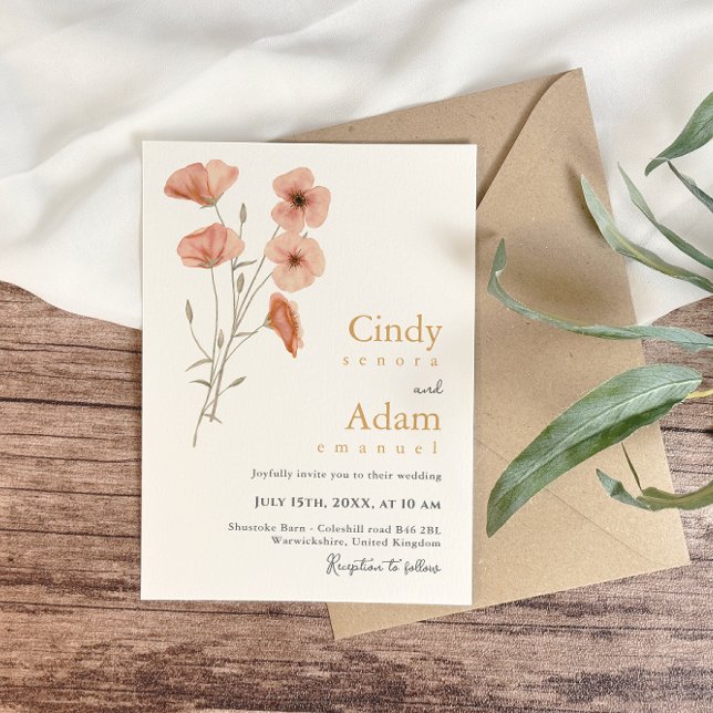Rustic Blush Pink Wildflower Wedding Invitation (Creator Uploaded)