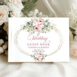 Rustic Blush Roses Eucalyptus Wedding Guest Book