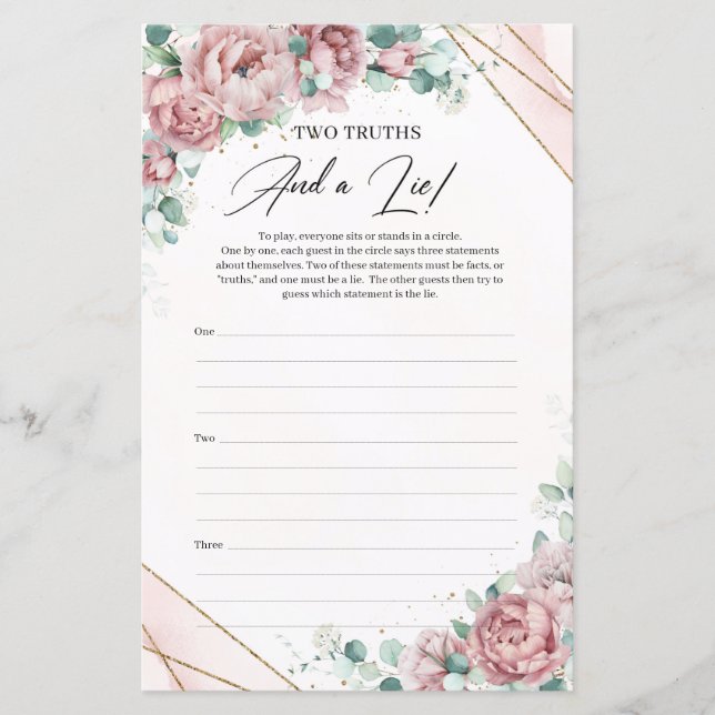 Rustic blush roses peonies Two Truths And A Lie (Front)