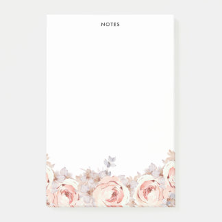 Rustic Blush Watercolor Blooms Floral Post-it Notes