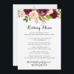 Rustic Blush Wedding Kissing Menu Game Card<br><div class="desc">This rustic blush wedding kissing menu game card is perfect for a simple wedding reception. The design features pink,  blush,  red,  burgundy and bordo watercolor flowers with green foliage.</div>