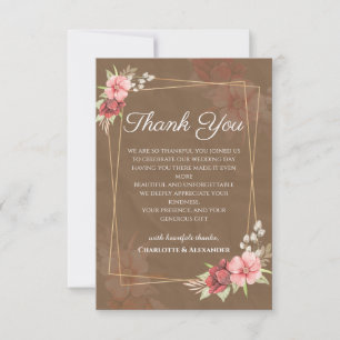 Rustic Blush Wedding Thank You Card