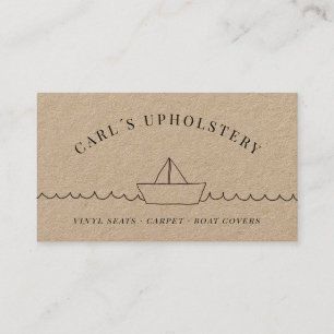 rustic boat doodle upholstery boat rental business card