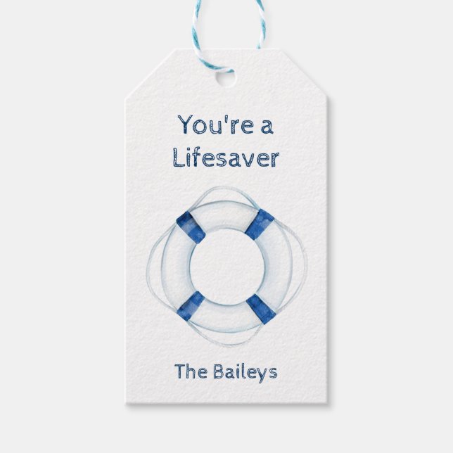 Rustic Boat Life Buoy Nautical Gift Tag (Front)