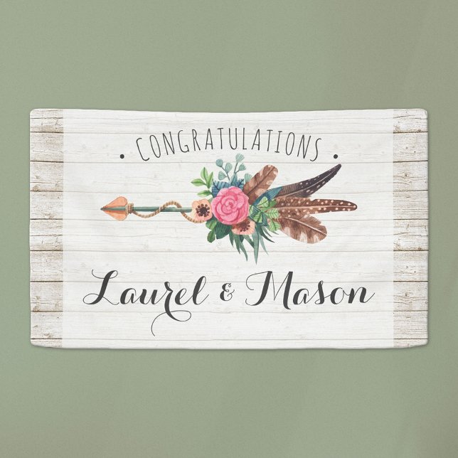 Rustic Bohemian Arrow Wedding Congratulations Sign (Creator Uploaded)