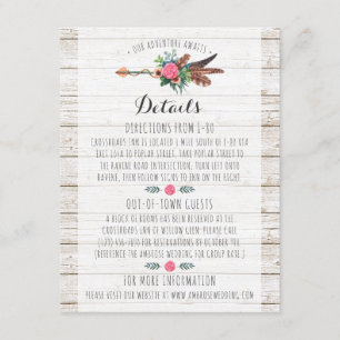Rustic Bohemian Arrow Wedding Details / Insert