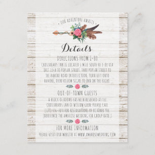 Rustic Bohemian Arrow Wedding Details / Insert