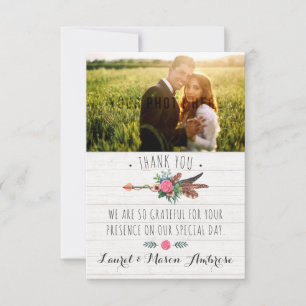 Rustic Bohemian Arrow Wedding Thank You Card