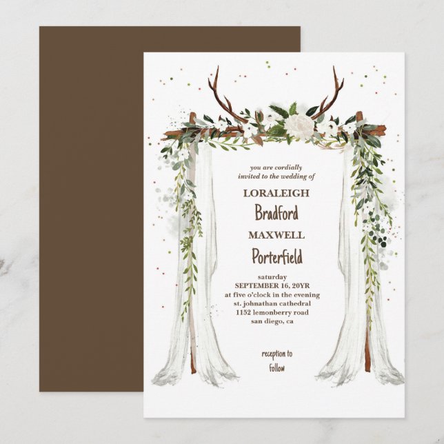 Rustic bohemian | Boho Canopy Wedding Invitation (Front/Back)
