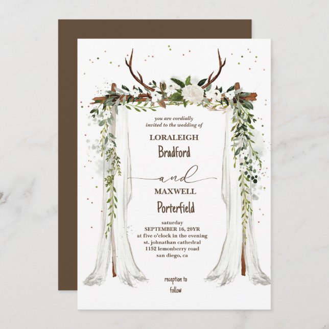 Rustic bohemian | Boho Canopy Wedding Invitation (Front/Back)