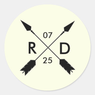 Rustic & Bohemian   Crossed Arrow   Custom Wedding Classic Round Sticker