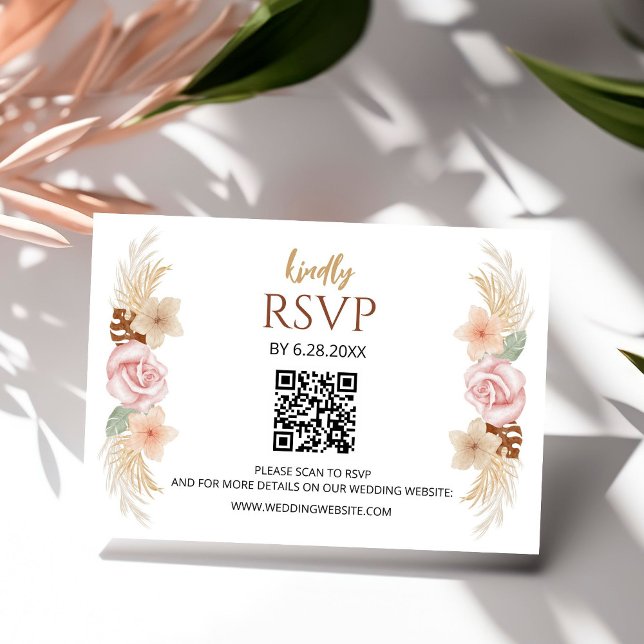 Rustic Bohemian Floral Wedding Reception RSVP Card (Creator Uploaded)