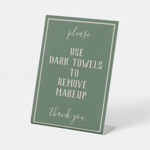 Rustic Bohemian Green Makeup Towel Counter Sign