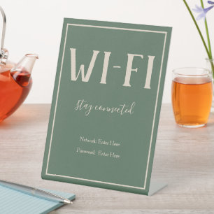 Rustic Bohemian Green Wi-Fi Guest Pedestal Sign