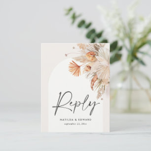 Rustic bohemian pampas grass modern on trend RSVP  Card