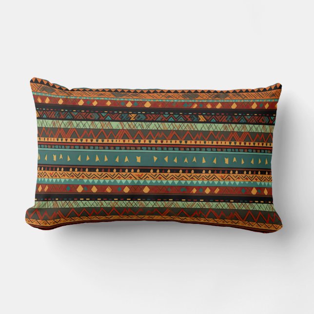 Rustic Bohemian Patterns Lumbar Cushion (Front)