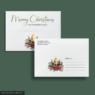 Rustic Bohemian Pine Wreath Christmas Envelopes
