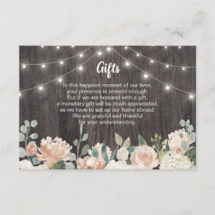 Rustic Bohemian String Lights Wedding Gift Guide Thank You Card
